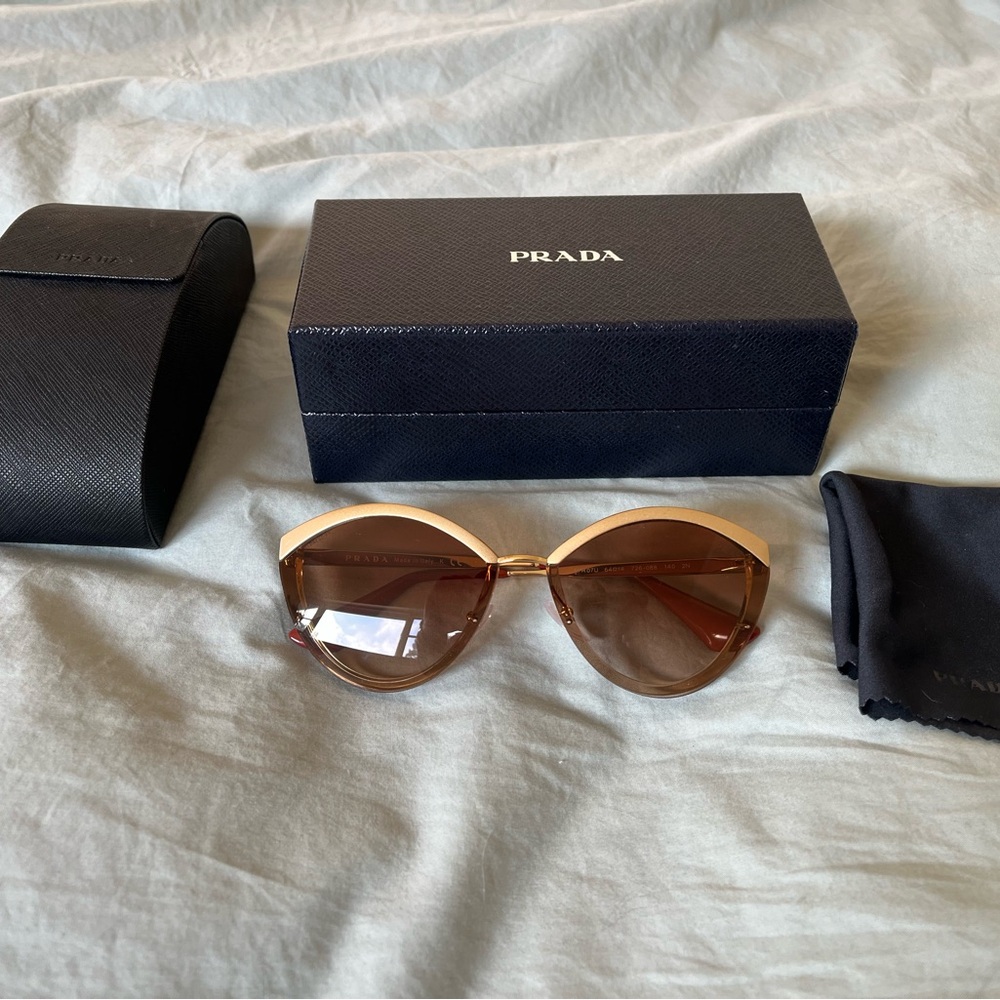 Prada Gold and Brown Sunglasses